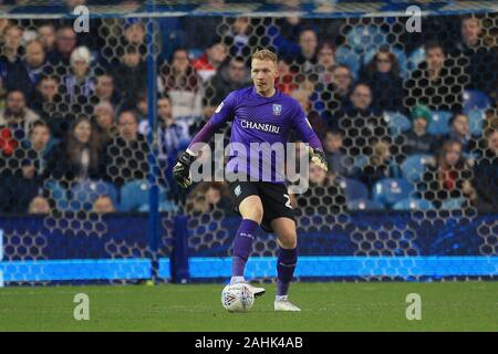 SHEFFIELD, Inghilterra - Dicembre 29th Cameron Dawson di Sheffield Mercoledì durante il cielo di scommessa match del campionato tra Sheffield mercoledì e Cardiff City a Hillsborough, Sheffield domenica 29 dicembre 2019. (Credit: Mark Fletcher | MI News( la fotografia può essere utilizzata solo per il giornale e/o rivista scopi editoriali, è richiesta una licenza per uso commerciale Foto Stock