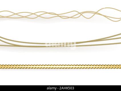Vettore oro realistico corda isolato per la decorazione e la copertura su sfondo trasparente. Illustrazione Vettoriale