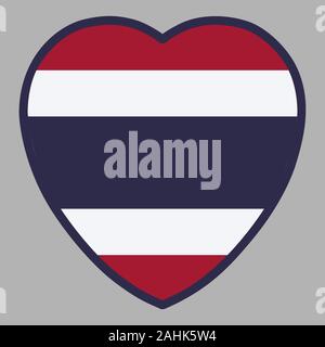 Thailandia Bandiera a forma di cuore illustrazione vettoriale eps 10 Illustrazione Vettoriale