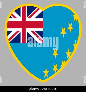 Tuvalu Flag in figura vettoriale a forma di cuore eps 10 Illustrazione Vettoriale