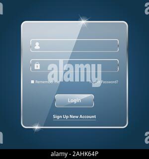 Shiny colorato login form ui modello per il vostro web immagine vettoriale. In vetro lucido ui form di login per il sito web design Illustrazione Vettoriale
