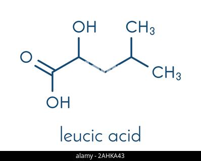 Leucic acido o HICA molecola. Formula di scheletro. Illustrazione Vettoriale