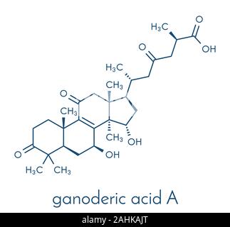 Acido Ganoderic una molecola. Presente in Ganoderma funghi. Formula di scheletro. Illustrazione Vettoriale