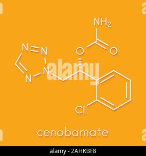 Sequestri Cenobamate molecola di farmaco. Formula di scheletro. Foto Stock