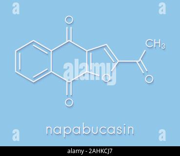 Cancro Napabucasin molecola di farmaco. Formula di scheletro. Foto Stock