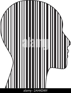 codice a barre all'interno della testa umana Illustrazione Vettoriale
