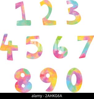 Colorati Numeri di cartoni animati per i bambini a contare da 1 a 9 illustrazioni vettoriali Illustrazione Vettoriale