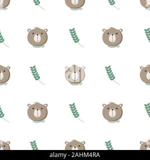 Seamless Pattern con il simpatico orso concetto in uno sfondo bianco Illustrazione Vettoriale