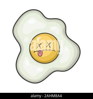 Dead uovo fritto cartoon illustrazione isolato su bianco Illustrazione Vettoriale