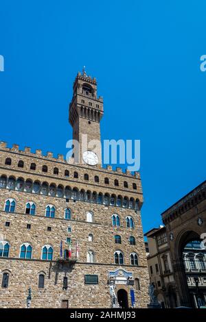 Firenze, Italia - Giugno 5, 2019 : il Palazzo Vecchio è il municipio di Firenze. Si affaccia sulla Piazza della Signoria, che detiene un Foto Stock