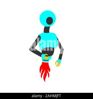 Assistant ,umanoide robot carattere . Appartamento minimalista in stile vettoriale modificabile per illustrazione, bambini prenota. Foto Stock
