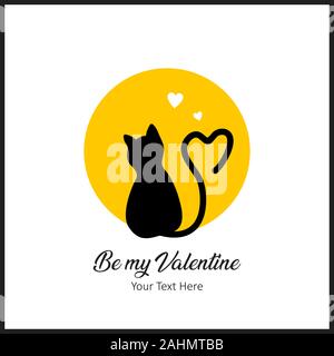 Illustrazione Vettoriale di Cute cat, il giorno di San Valentino biglietto di auguri Illustrazione Vettoriale