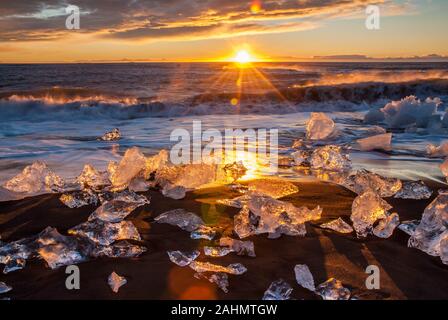 Spiaggia di diamante, Islanda Foto Stock