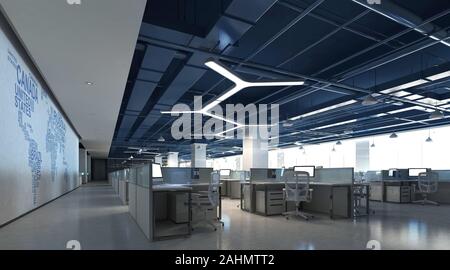 3D render del moderno ufficio di lavoro Foto Stock