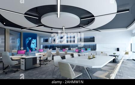 3D render del moderno ufficio di lavoro Foto Stock