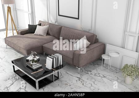 3D rendering mock up telaio in soggiorno studio Foto Stock