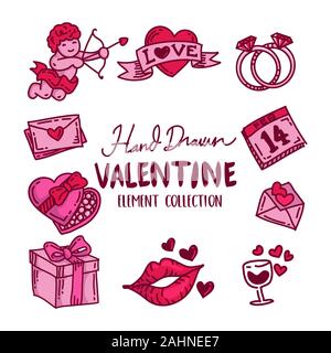 Disegnata a mano Doodle Valentine Icona collezione Foto Stock