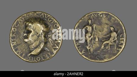 Antico romano. Sestertius (moneta) raffigurante l'imperatore Nerone. 54-68 D.C. Impero Romano. Bronzo Foto Stock