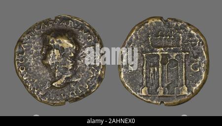 Antico romano. Sestertius (moneta) raffigurante l'imperatore Nerone. 54-69 annuncio. Impero Romano. Bronzo Foto Stock