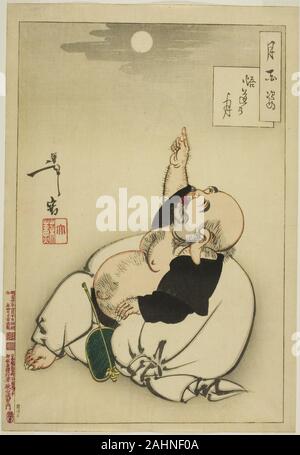 Tsukioka Yoshitoshi. Luna di illuminazione (Godo no tsuki), dalla serie di un centinaio di aspetti della Luna (Tsuki hyakushi). 1881. Il Giappone. Colore stampa woodblock; oban Foto Stock