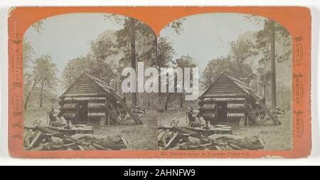 J. J. Reilly. La prima casa in Yosemite Valley, California. 1870-1876. Stati Uniti. Albume stampa, stereo, No. 315 dalla serie vedute del paesaggio americano Foto Stock