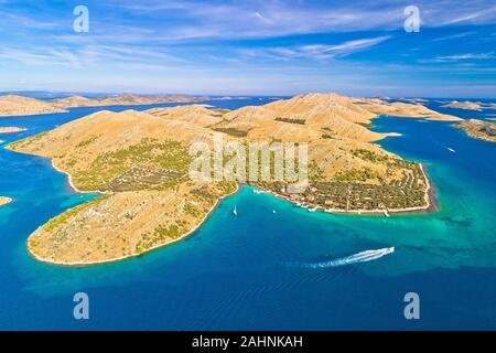 Incredibile delle isole di Kornati Parco Nazionale Arcipelago vista aerea, paesaggio della Dalmazia, Croazia Foto Stock
