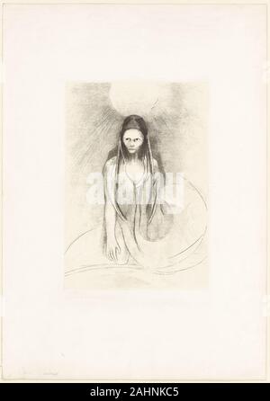 Odilon Redon. Intelligenza era la mia! Sono diventato il Buddha, la piastra 12 del 24. 1896. La Francia. Litografia in bianco e nero in crema carta Cina stabilite su avorio carta intessuta Foto Stock