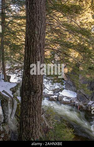 Il Westfield fiume scorre attraverso il Chesterfield Gorge nel West Chesterfield, Massachusetts Foto Stock