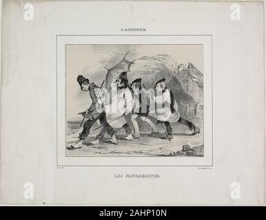 Pierre François Eugène Giraud. Il paesaggio di pittori. 1833. La Francia. Litografia sul crema carta Cina, stabilite su avorio carta intessuta (chine collé) Foto Stock