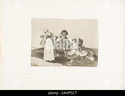 Francisco José de Goya y Lucientes. Il peggio è a mendicare, piastra 55 dai disastri della guerra. 1812-1815. Spagna. Attacco, Lavis e brunitura su avorio carta intessuta con bordi dorati Foto Stock