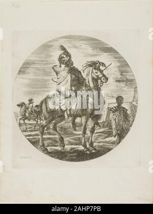 Stefano della Bella. Cavaliere Nero. 1646-1656. L'Italia. Incisione su carta Foto Stock