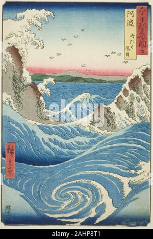 Utagawa Hiroshige. L'Awa Provincia Naruto idromassaggi (AWA, Naruto no fuha), dalla serie luoghi famosi in sessanta-odd province (Rokujuyoshu meisho zue). 1855. Il Giappone. Colore stampa woodblock; oban Foto Stock