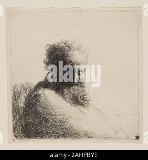 Rembrandt van Rijn. Busto di un vecchio uomo barbuto, guardando verso il basso, tre quarti a destra. 1631. Holland. Incisione su carta Foto Stock