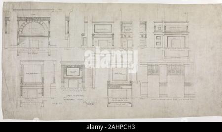 Adler & Sullivan, architetti (architetto). Club standard, Chicago, Illinois, Mantel dettagli. 1888. Michigan Avenue a 24th Street. Il rosso e il nero inchiostro sulla biancheria da letto Foto Stock