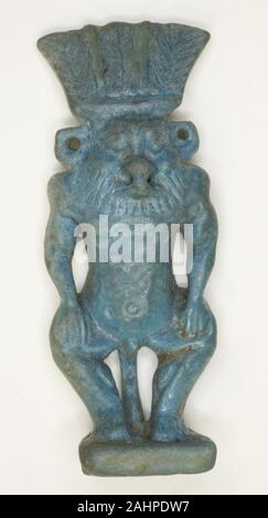 Antica egiziana. Amuleto del dio Bes. 1069 BC-332 BC. L'Egitto. Faience Foto Stock