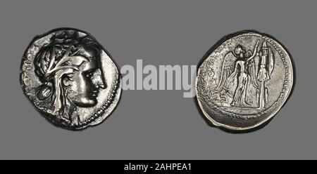 Antico romano. Tetradrachm (moneta) raffigurante la dea Persefone. 310 BC-305 BC. Impero Romano. Argento Foto Stock