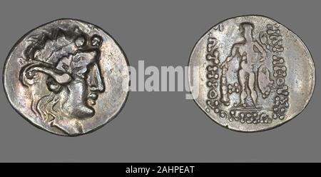 Antico romano. Tetradrachm (moneta) raffigurante il dio Dioniso. 146 BC. Impero Romano. Argento Foto Stock