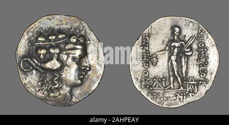 Il Greco antico. Tetradrachm (moneta) raffigurante il dio Dioniso. 146 BC. Impero Romano. Argento Foto Stock