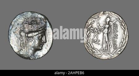 Antico romano. Tetradrachm (moneta) raffigurante la dea Tyche. 114 BC-3 BC. Impero Romano. Argento Foto Stock