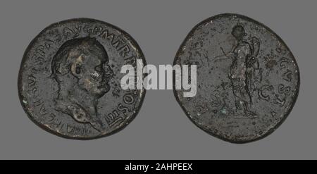 Antico romano. Sestertius (moneta) raffigurante l'imperatore Vespasiano. 69 AD-79 annuncio. Impero Romano. Bronzo Foto Stock