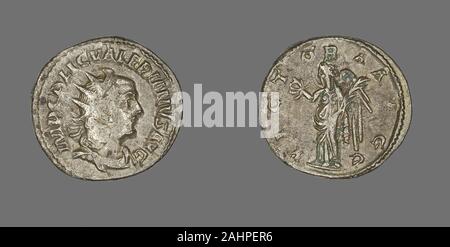 Antico romano. Antoninianus (moneta) raffigurante l'imperatore Valeriano. 253 AD-261 annuncio. Impero Romano. Miliardo Foto Stock