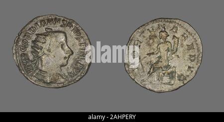 Antico romano. Antoninianus (moneta) raffigurante l'imperatore Gordiano III. 242 AD-244 annuncio. Impero Romano. Miliardo Foto Stock