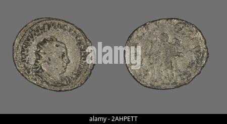 Antico romano. Antoninianus (moneta) raffigurante l'imperatore Valeriano. 255 AD-257 annuncio. Impero Romano. Miliardo Foto Stock