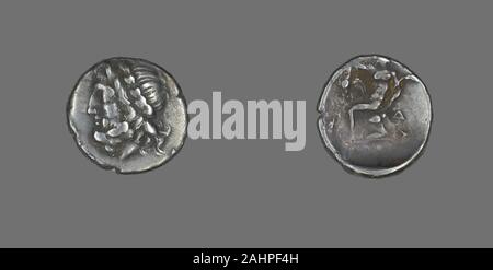 Il Greco antico. Hemidrachm (moneta) raffigurante il dio Zeus. 400 BC-301 BC. Megalópolis. Argento Foto Stock