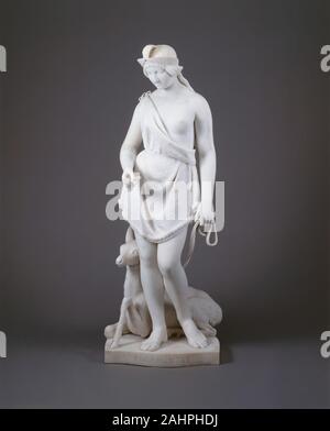 Giuseppe Mozier (scultore). Pocahontas. 1868. Roma. Marmo tra il 1848 e il 1870, Joseph Mozier intagliato per diverse raffigurazioni di Pocahontas, un soggetto di grande popolarità nel XIX secolo in America. Nato intorno al 1595, Pocahontas raggiunto stato leggendario per salvare la vita del capitano John Smith, un esploratore inglese, nel 1608. Prese a Jamestown Settlement, ha convertito al cristianesimo e fu battezzato con il nome di Rebecca. Mozier La scultura raffigura il momento di Pocahontas la conversione spirituale. Per Mozier, Pocahontas l'accettazione della fede cristiana ha segnalato la superiorità di Western civili Foto Stock