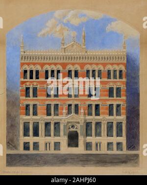 Drake + Wight (architetto). Edificio Sears, Chicago, Illinois, elevazione della concorrenza disegno. 1873. Chicago. Grafite, acquerello, gouache e inchiostro su carta marrone chiaro Foto Stock