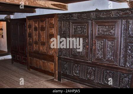 Francia, Bretagna, Comanna : Les Moulins de Kerouat, 1619 villaggio monastico di concia delle pelli, fresatura, mulini di pietra, grani, Foto Stock