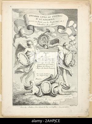 Gabriel Huquier. Figura (recto e verso), dal Premier livre de figure d'Accademie gravées en Partie par les Professeurs de l' Académie Royale. 1737. La Francia. Incisione (recto e verso) su avorio di cui la carta Foto Stock