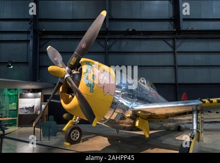 Repubblica p-47D Thunderbolt combattente della seconda guerra mondiale, il Museo Nazionale della United States Air Force (ex United States Air Force Museum), Dayton, Ohio, Stati Uniti d'America Foto Stock