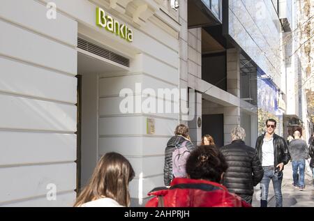 Spagna. 29 Dic, 2019. Banca spagnola ramo di Bankia visto in Spagna. Credito: Budrul Chukrut SOPA/images/ZUMA filo/Alamy Live News Foto Stock